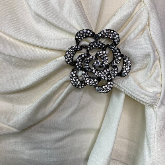 White House Black Market Women's Rhinestone Ornament Detail Wrap Top Size Small - Picture 5 of 9